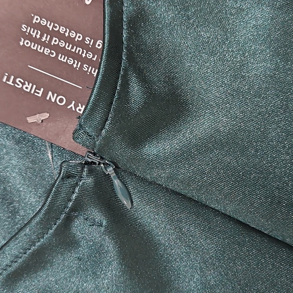 Lulus Elegant Dark Green Satin Dress XS - Picture 9 of 9